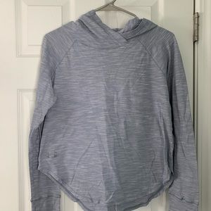 Under Armour long sleeve grey shirt with hood, size small